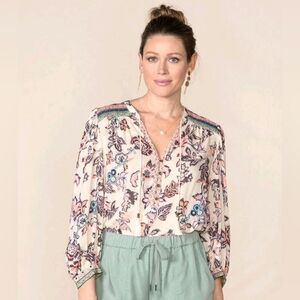 Matilda Jane Good Hart GH Whitney Floral Peasant Boho Blouse size Large NWOT